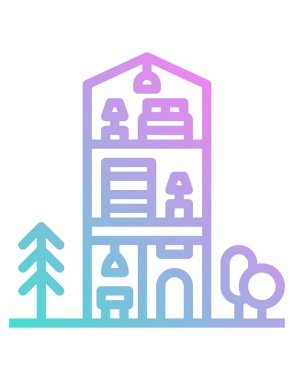 Otel binası simgesi, vektör illüstrasyonu