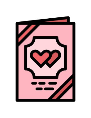 Kalbi olan kart, simge vektör illüstrasyonu