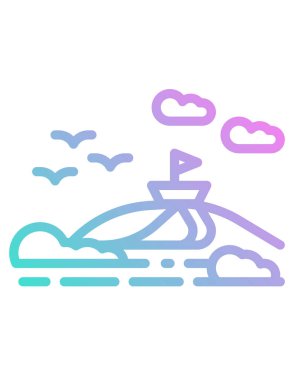 Okyanustaki bir yatın vektör çizimi