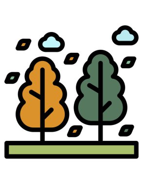 Ağaçlı ve yapraklı ağaç. vektör illüstrasyonu