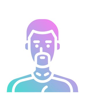 Beyaz arka planda sakallı ve bıyıklı bir adam.