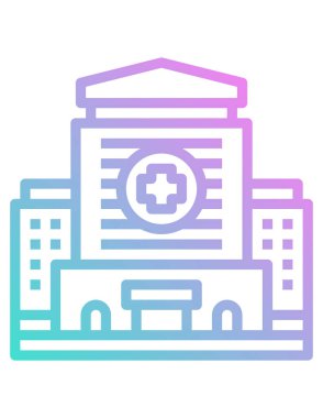Hastane binası simgesi, vektör illüstrasyonu