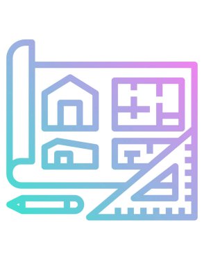 bina ve inşaat planı vektör simgesi