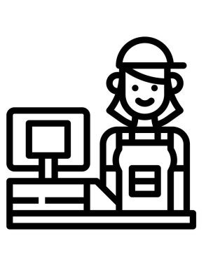 Süpermarket simgesindeki kasiyerin vektör illüstrasyonu