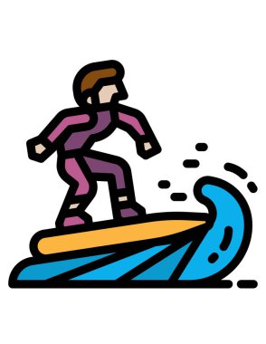 Sörf tahtası süren bir sörfçünün vektör çizimi
