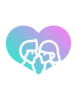 Birbirine aşık iki kalbin vektör çizimi