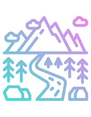 Dağlı ve nehirli manzara 