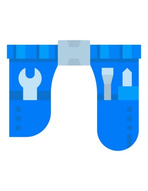 Çizgi film tarzında mavi plastik bina simgesi beyaz arkaplanda izole.