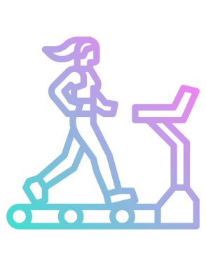 Koşu bandında koşan kadının vektör çizimi