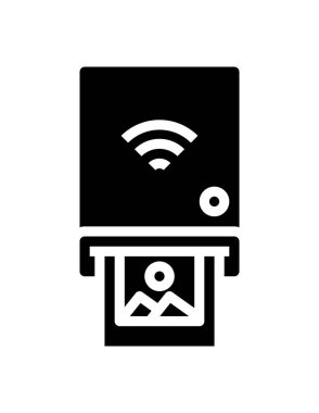 Yazıcı işareti vektör simgesi. Grafik ve web tasarımı için beyaz arkaplanda siyah illüstrasyon izole edildi.