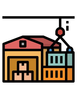 Otel ve inşaat hattı vektör simgesi.