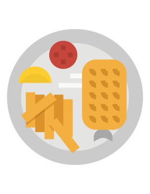 yemek ve dağıtım düz vektör simgesi.