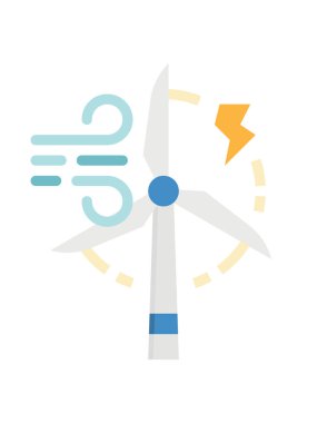 Düz biçimli yel değirmeni simgesi beyaz arkaplanda izole 