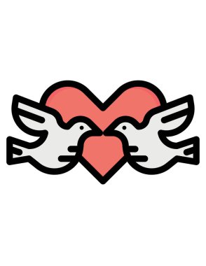 Aşk ve romantizm kavramı el ikonu ile temsil edilir. izole ve düz illüstrasyon