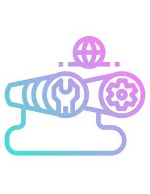 Euro bankacılık vektör simgesi. iki renkli düz sembol, pembe ve mavi renkler, yuvarlak açılar, beyaz