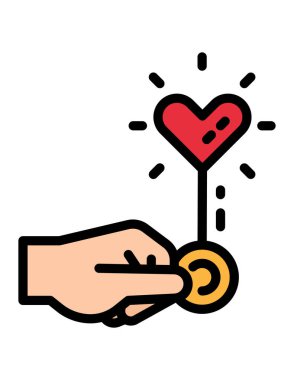 Sevgi sembolü ile el ele tutuşmak