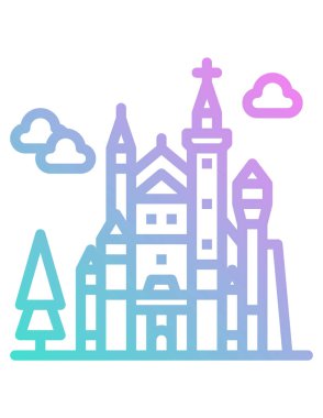 Neuschwanstein kalesinin vektör çizimi