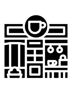 Kafe binası simgesi, vektör illüstrasyonu