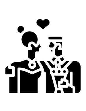 Siyah beyaz giymiş bir çift erkek ve bir kadının vektör çizimi