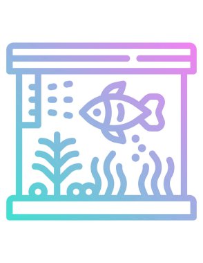 Akvaryum düz vektör simgesindeki balık