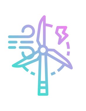 Düz biçimli yel değirmeni simgesi beyaz arkaplanda izole 