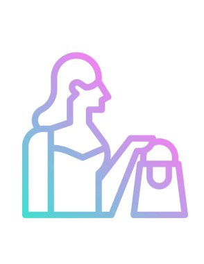 Elinde alışveriş çantası olan bir kadının vektör çizimi