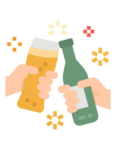 Ilustración Vectorial Una Mano Sosteniendo Una Botella Cerveza — Archivo Imágenes Vectoriales