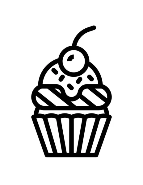 Cupcake Symbol Schwarzen Stil Isoliert Auf Weißem Hintergrund Erntedankfest Symbol — Stockvektor