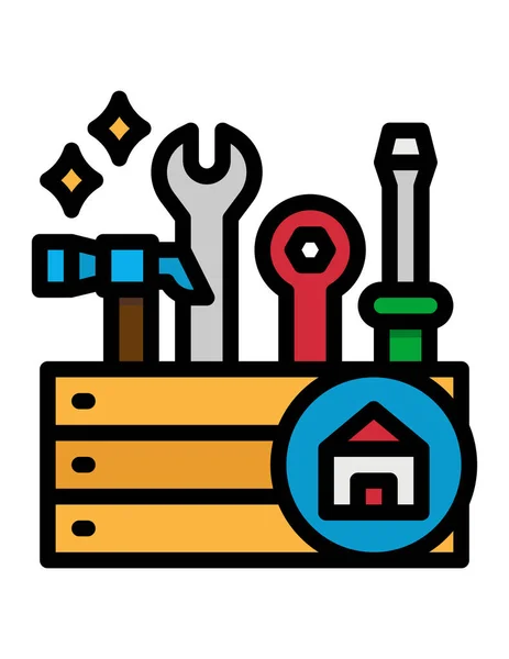 Construcción Servicios Línea Vectorial Iconos — Archivo Imágenes Vectoriales