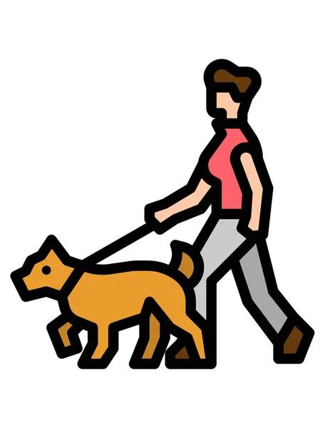 Perro Con Hombre Icono Vector Ilustración — Vector de stock