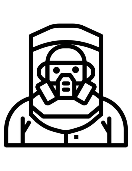 Ilustración Vectorial Con Persona Traje Protector Máscara Gas — Vector de stock