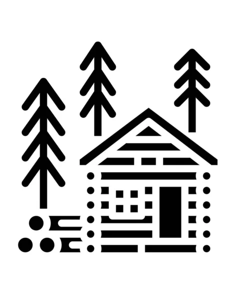 Vector Illustration Wooden Cabin Forest — Stock Vector