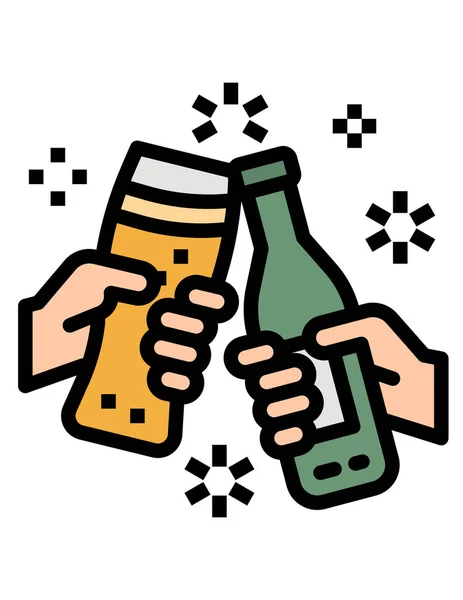 Χέρι Κρατώντας Μπουκάλι Μπύρα Κορδέλα — Διανυσματικό Αρχείο