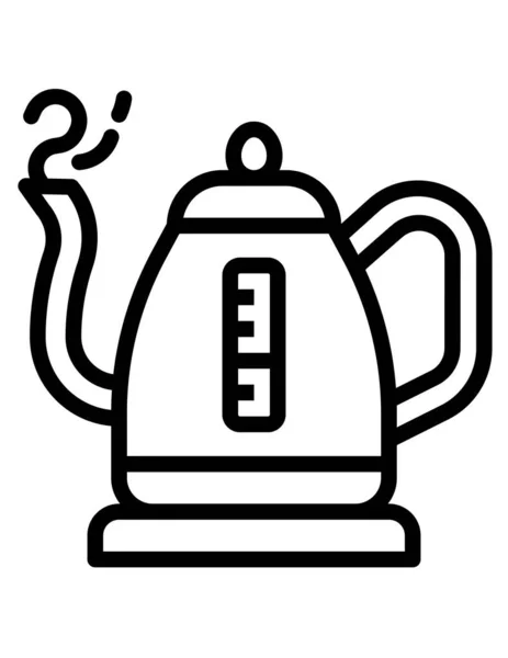 Иконка Чайник Черном Стиле Изолированы Белом Фоне Векторная Иллюстрация Кофейных — стоковый вектор