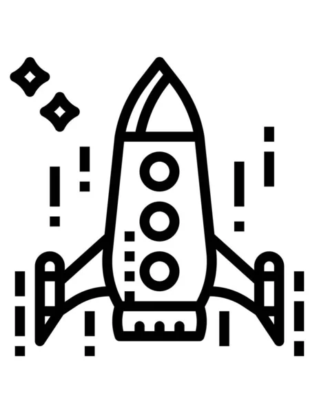 Space Rocket Vector Line Icon — Stock Vector