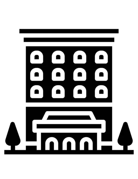 Icona Dell Edificio Dell Hotel Illustrazione Vettoriale — Vettoriale Stock