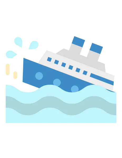 Tenger Hajó Nyári Utazási Vektor Ikonok — Stock Vector