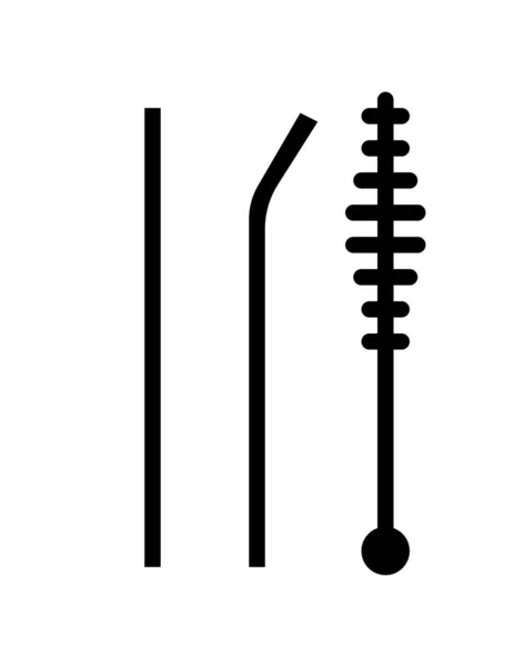 箸の黒と白のアイコンのベクトル図 — ストックベクタ