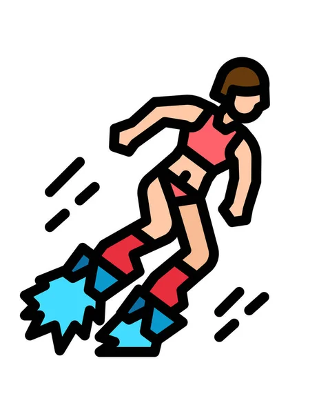 Man Running Roller Skates — Stock Vector