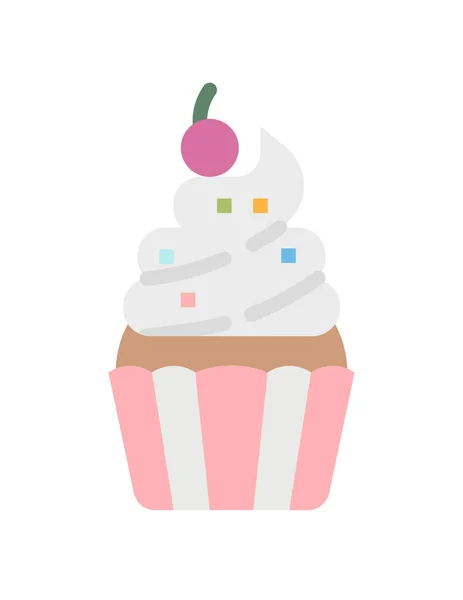 Cupcake Com Ícone Vela Estilo Cartoon Isolado Fundo Branco Sobremesa — Vetor de Stock