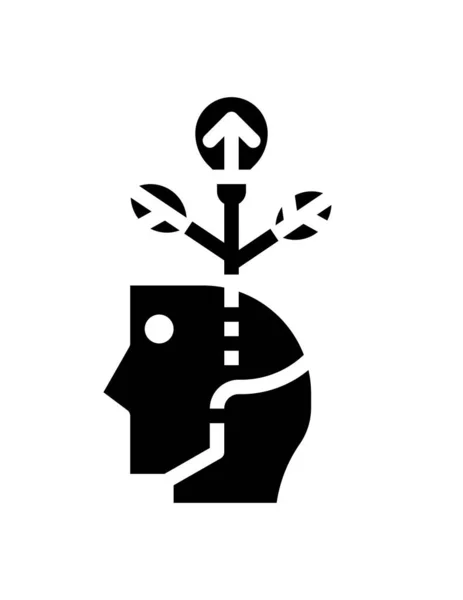 Icono Cerebral Estilo Negro Aislado Sobre Fondo Blanco — Vector de stock