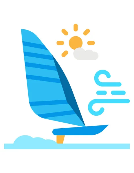 Illustrazione Vettoriale Del Windsurf Icona Della Spiaggia — Vettoriale Stock