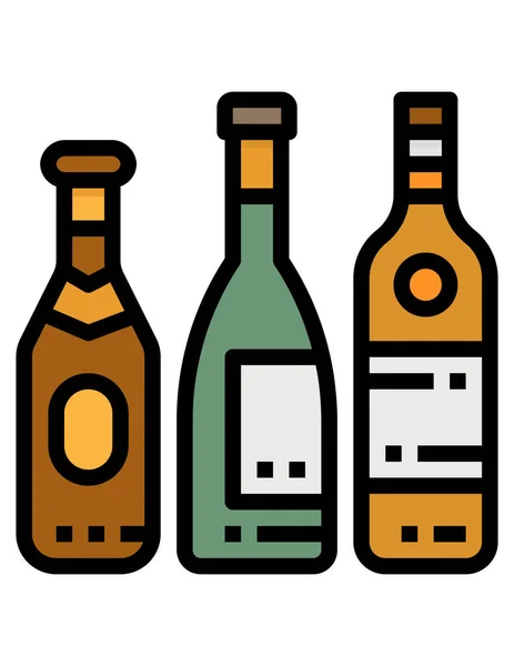 Botellas Vino Icono Vector Ilustración — Archivo Imágenes Vectoriales