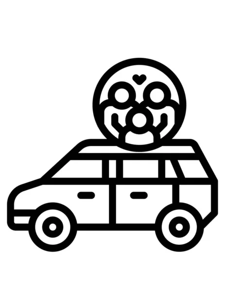 Vektor Illustration Des Familienautos Auf Weißem Hintergrund — Stockvektor