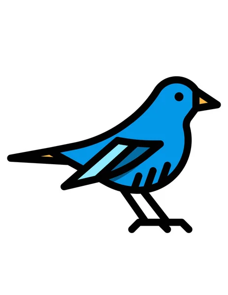 Vector Illustration Bird Blue Ink — Stock Vector