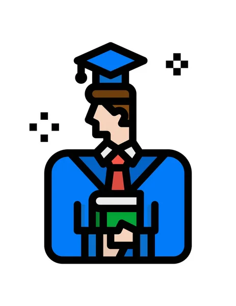 Estudiante Graduado Icono Vector Ilustración — Archivo Imágenes Vectoriales