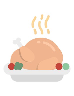 Tavuk budu ikonu. tepsi vektörünün çizgi film çizimi düz