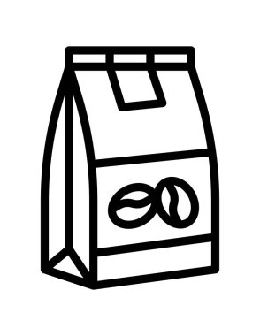 Kahve ikonlu kağıt torba vektör illüstrasyonu