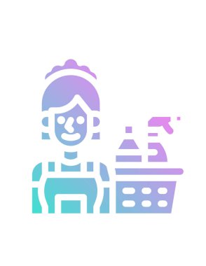 temizlikçi simgesi vektör illüstrasyonu 