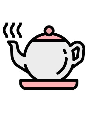 Çaydanlık ve bardak ikonu. Web için basit çay vektör simgeleri çizimi